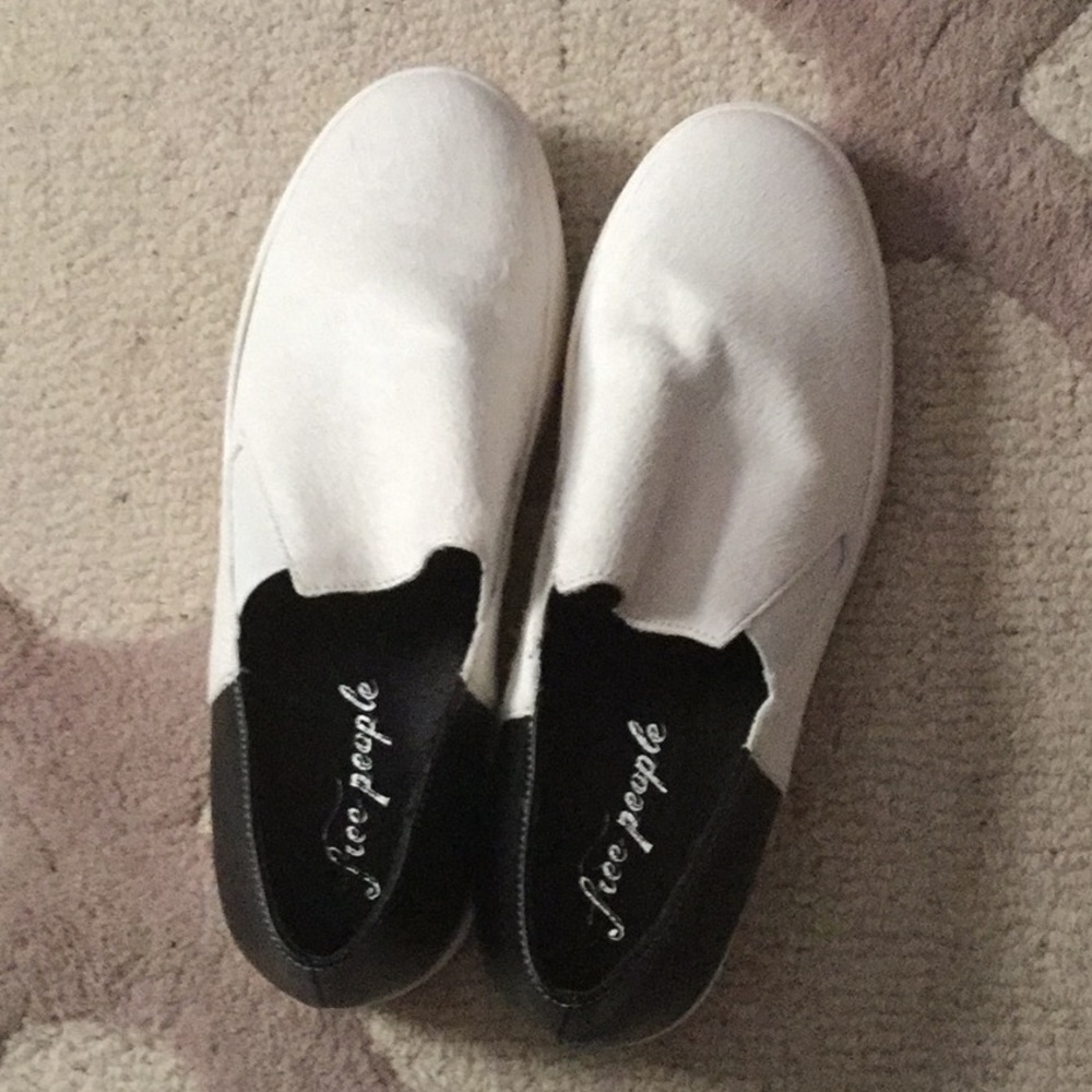 FRee people varsity 1/2 calf hair,leather slip ons